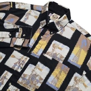 VTG Old El Paso Cowboy Western Long Sleeve Shirt Mens M Black USA